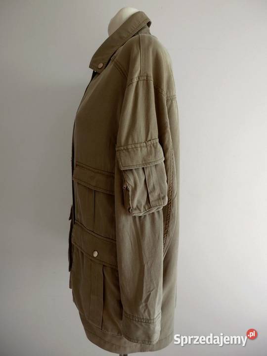 Kurtka Lekka w stylu Military Oliwkowa Lyocell Rozmiar 38(M) Łomża