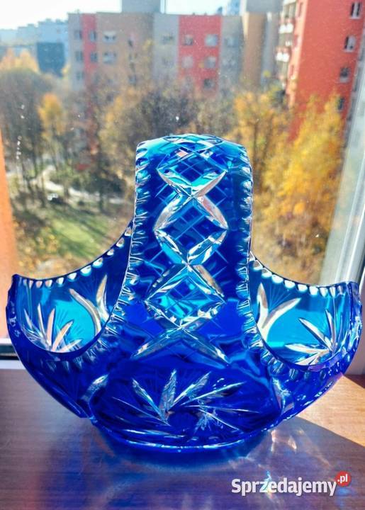 Piękny duży kosz kryształowy PRL Wrocław sprzedam