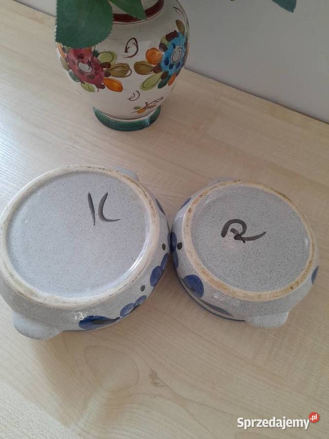 Dwa stare naczyniagarczki ceramiczne dolnośląskie Bogatynia sprzedam