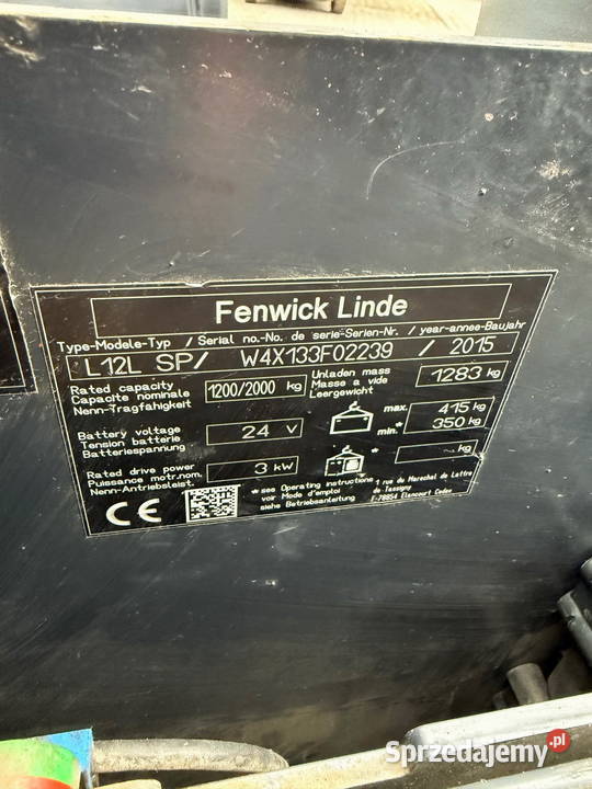 wózek paletowy maszt LINDE L12L SP 2015 bateria Linde Działoszyn sprzedam
