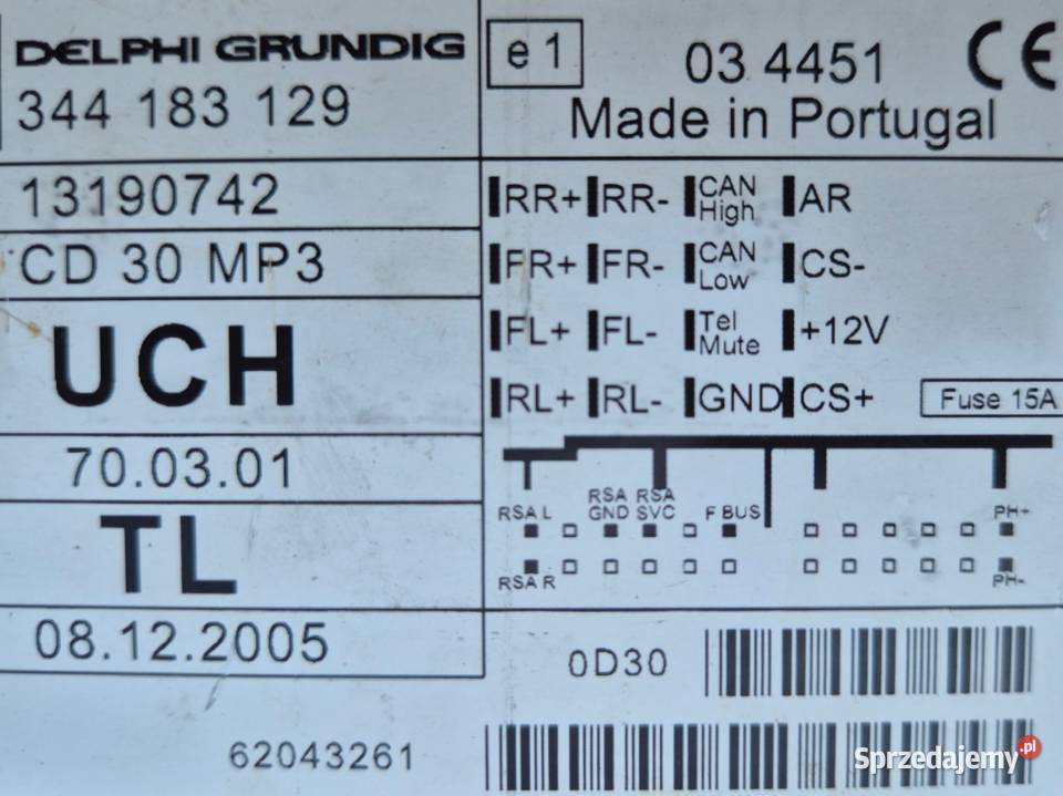 RADIO CD MP3 OPEL ASTRA III 3 H OPEL ZAFIRA B Działoszyce