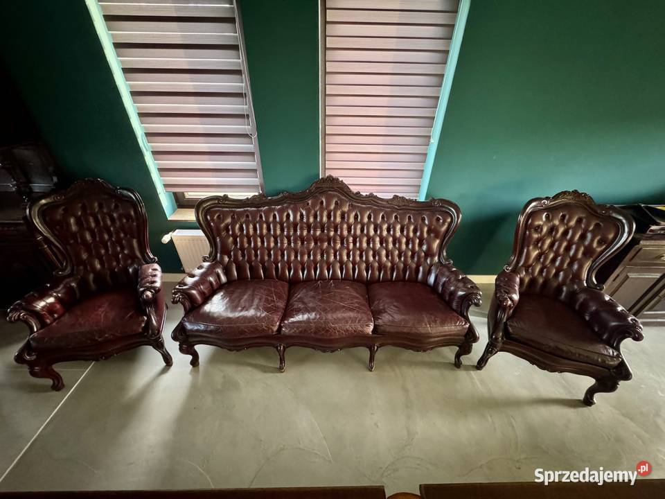 Skórzany komplet wypoczynkowy Ludwik sofa 3os 2 200cm Wilamowice sprzedam