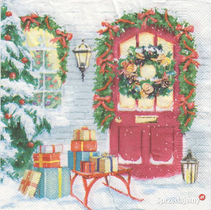 Dekupaż serwetki Boże Narodzenie Mikołaj Zima Rękodzieło świętokrzyskie Skarżysko-Kamienna sprzedam