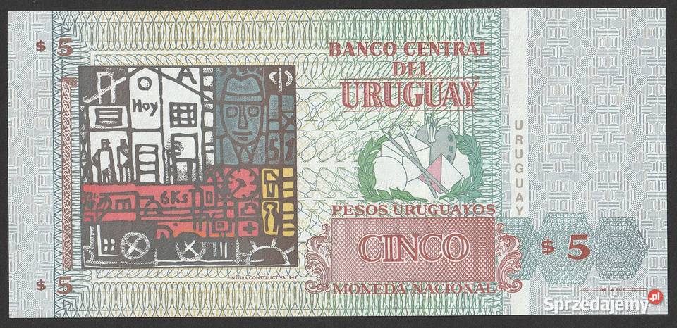 Urugwaj 5 pesos 1998 Torres Garcia stan bankowy Łódź