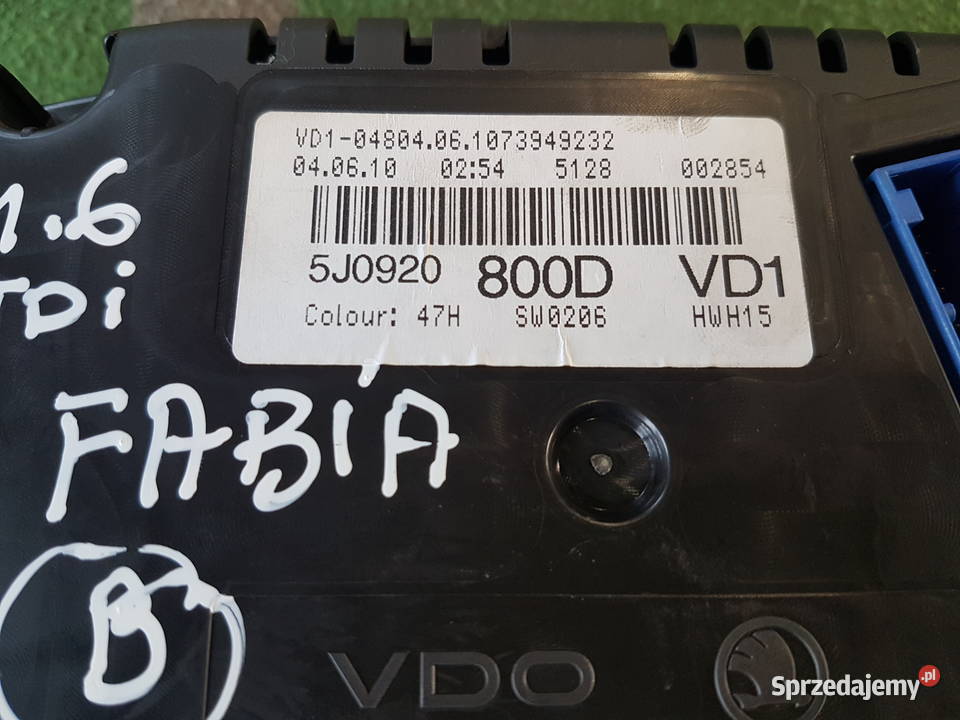 SKODA FABIA II 16 TDI LICZNIK ZEGAR 5J0920800D wielkopolskie Turek