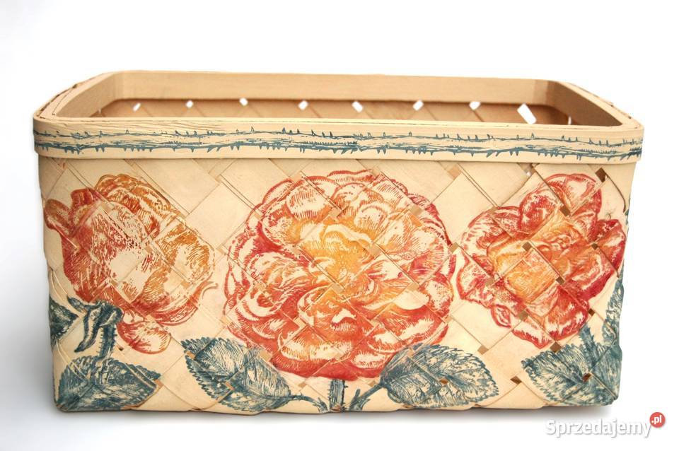 Ręcznie malowany kosz z łuby do przechowywania