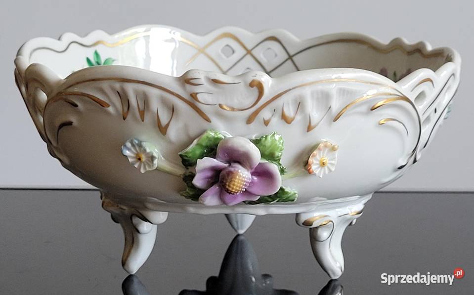 Ażurowa patera w miśnieńskim stylu na nóżkach Kraków