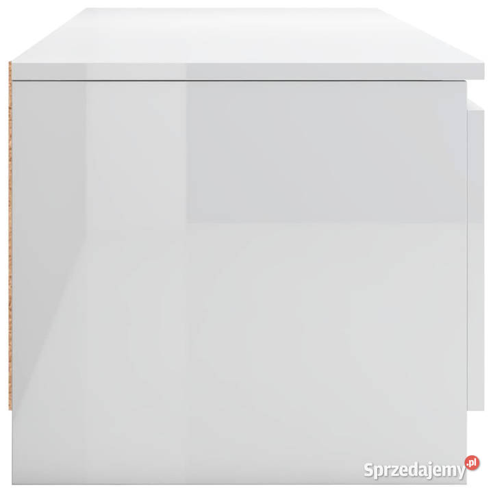 Szafka pod TV wysoki połysk biała 140x40x355