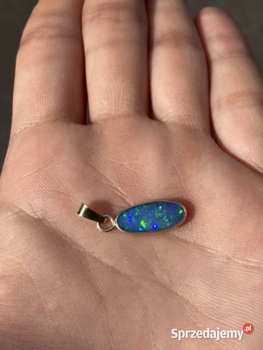 złota zawieszka z naturalnym opalem brazylijskim Warszawa