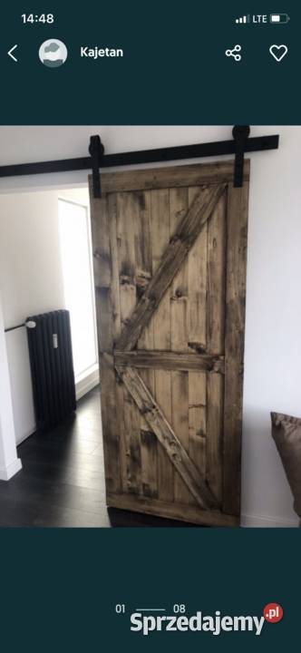 Drzwi przesuwne drewniane rustykalne Barn Door śląskie Gliwice
