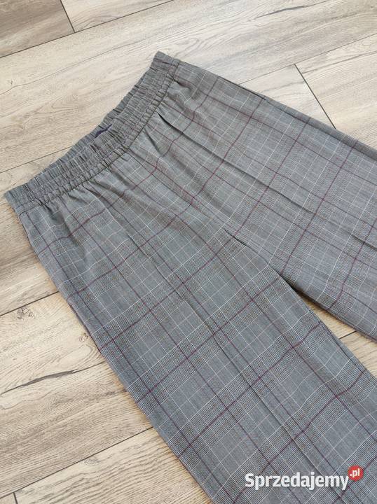Szerokie spodnie w kratę Vintage Marks Spencer biały