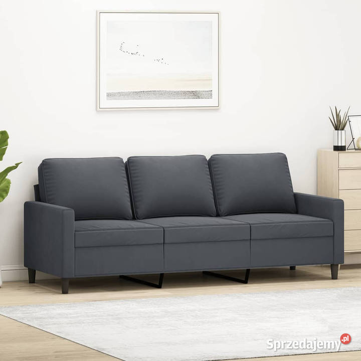 Sofa 3osobowa ciemnoszara 180 obita aksamitem Sofy i kanapy sprzedam