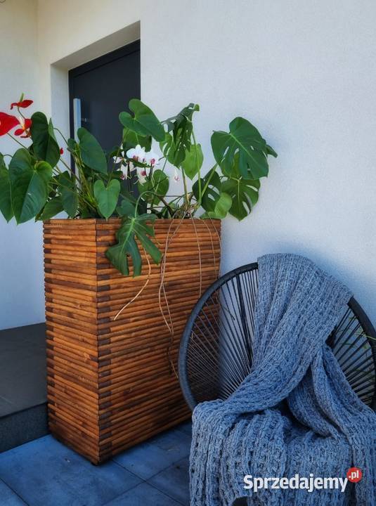 Donica masywna drewniana 3D prostokątna ogrodowa śląskie