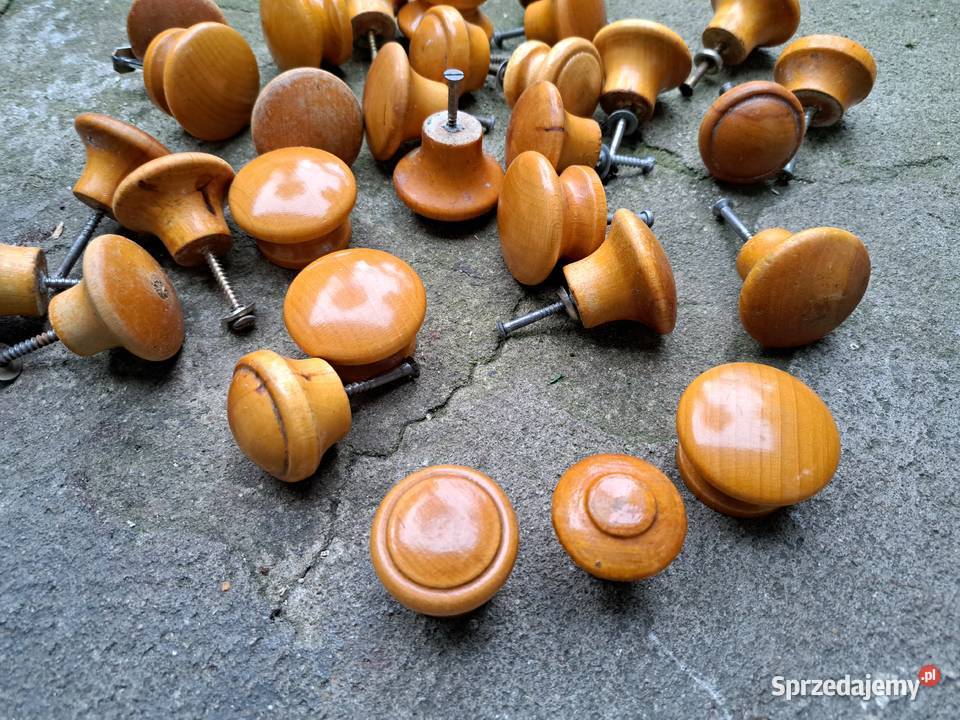 Uchwytygałki metalowe chrom drewniane do szafek Leszno