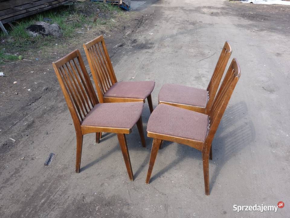 Krzesła Hałas typ 200157 komplet 4 sztuki PRL Tarnowskie Góry