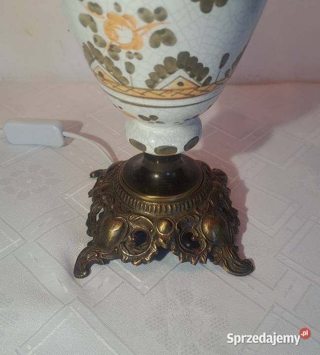 wysoka porcelanowa lampa stołowa ręcznie Warszawa sprzedam