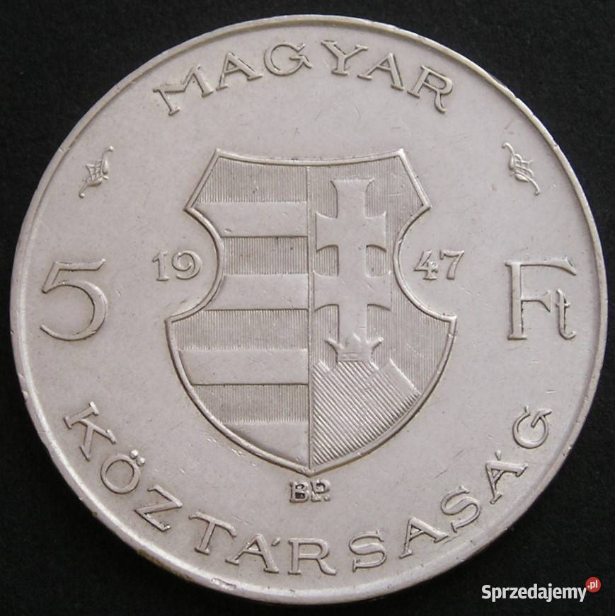 Węgry 5 forint 1947 SREBRO Kossuth Łódź sprzedam