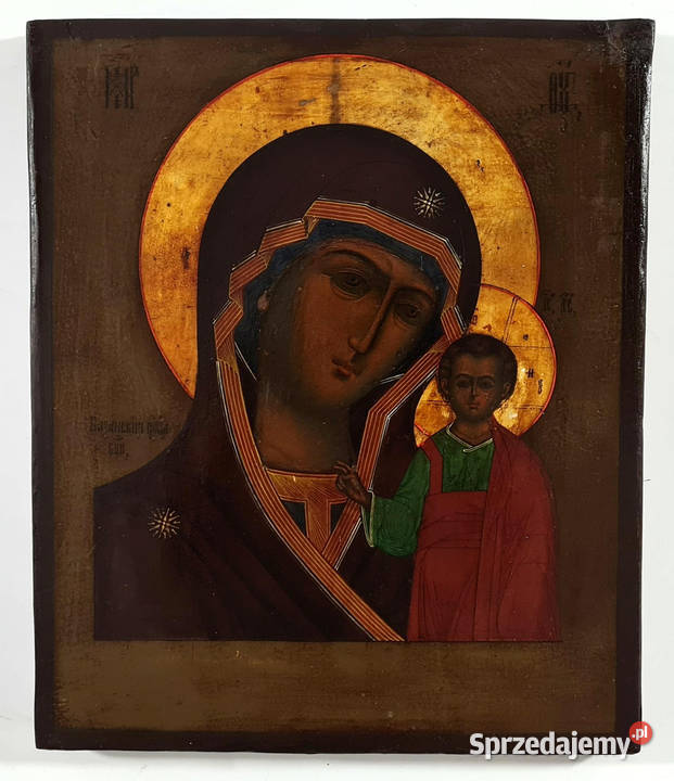 Ikona Matka Boża Kazańska XIX wiek 0329 Malarstwo Warszawa