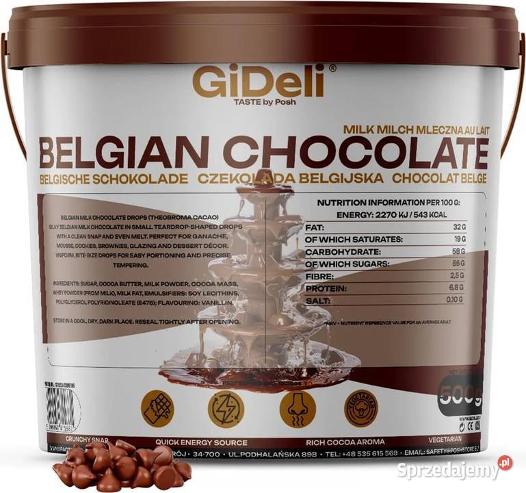 Belgijska czekolada 500g x 3 15 kakao kuwertura Czekolady i czekoladki Świdnica