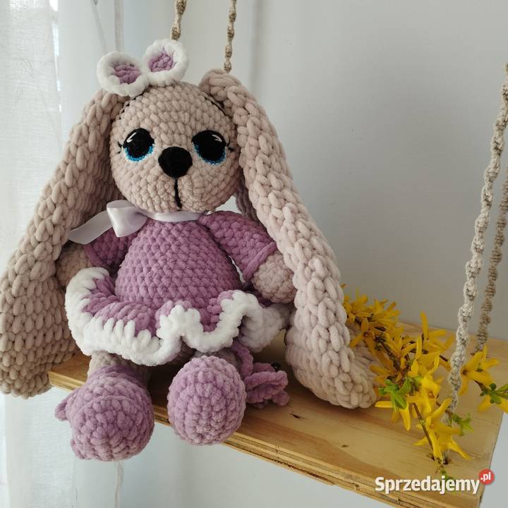 Króliczek przytulanka na szydełku miękka śląskie