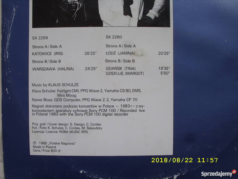KLAUS SCHULZEDZIEKUJE POLAND 83 2 LP winyl dolnośląskie Wołów