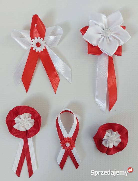 Kotylion narodowy kokardka kwiatuszek perełka 5 Radzyń Podlaski