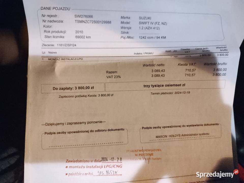 Suzuki Swift LPG stag gwarancja Suzuki Pszczyna