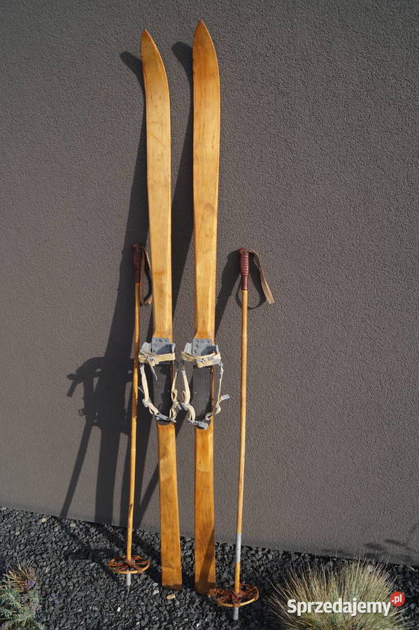 Stare narty drewniane 180 kijki Pruchnik