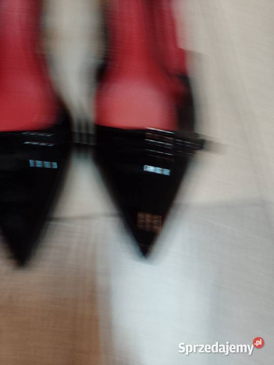 4041 Czarne czółenka wieczorowe z odkrytą piętą Czółenka Obuwie Kraków