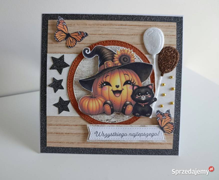 Kartka na urodziny imieniny jesienna Halloween Łódź