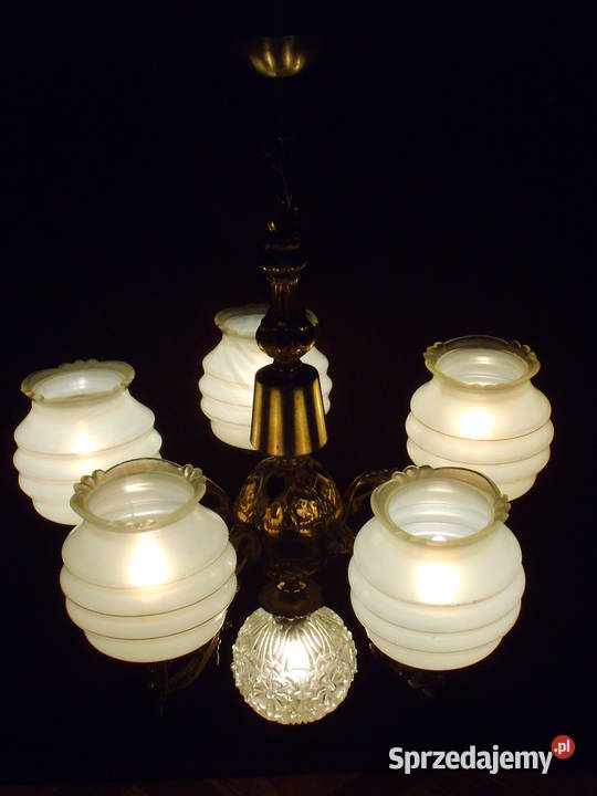 Żyrandol mosiężny 6 punktowy Bielawa