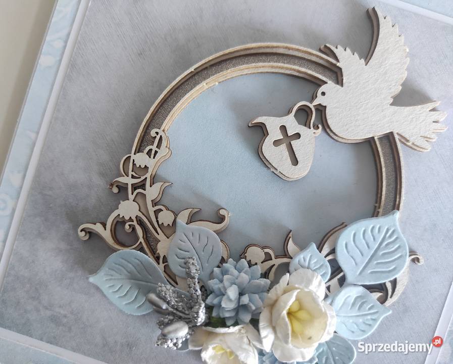 Kartka ręcznie robiona e pudełku na Chrzest Łódź