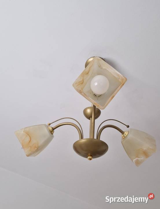 lampa sufitowa wisząca 3 klosze złota mosiądz małopolskie
