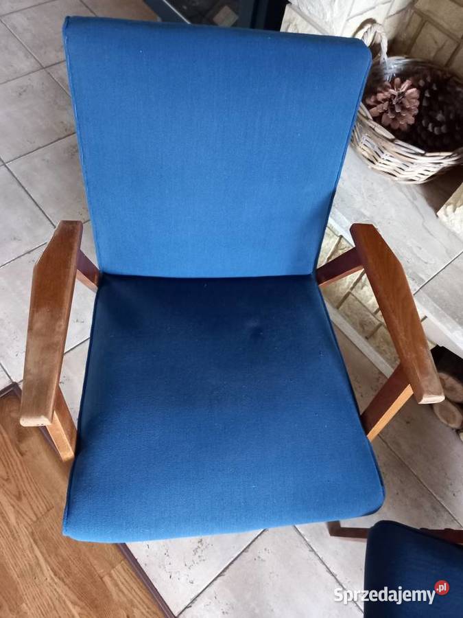 Stare fotele na sprężynach patyczaki PRL vintage Rawicz