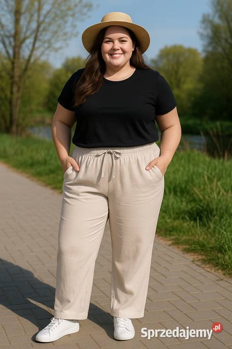 Spodnie damskie proste wiązane elegancja i szyk czarny sprzedam