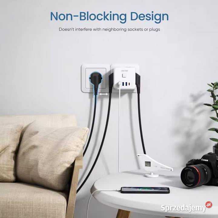 Wtyczka Ścienna LENCENT 7w1 3 Gniazda AC 3 USB Rzeszów