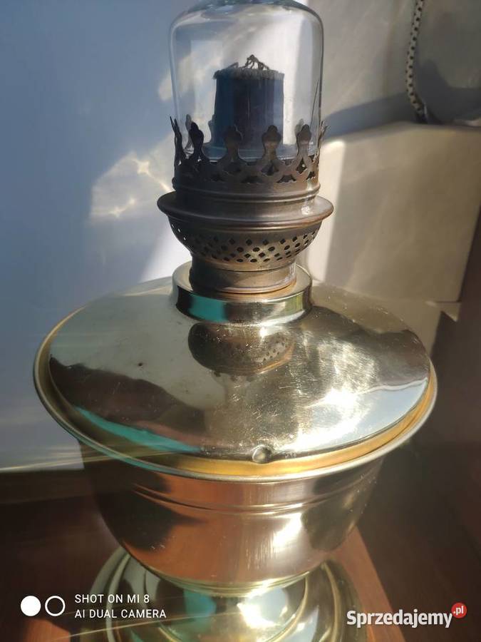 Stara mosiężna pucharowa lampa naftowa XIX w małopolskie Kraków