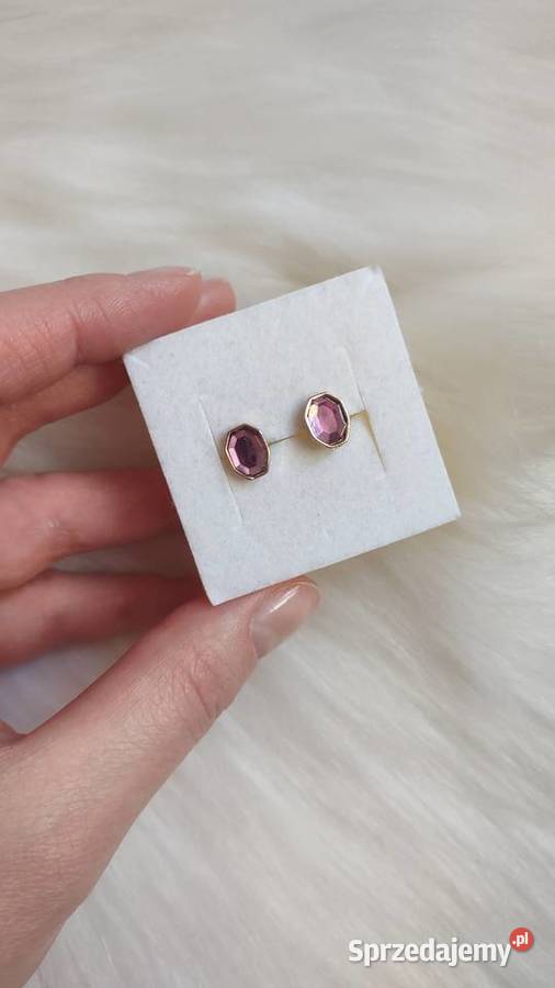 Małe różowe kolczyki z kryształkami NOWE Olkusz sprzedam