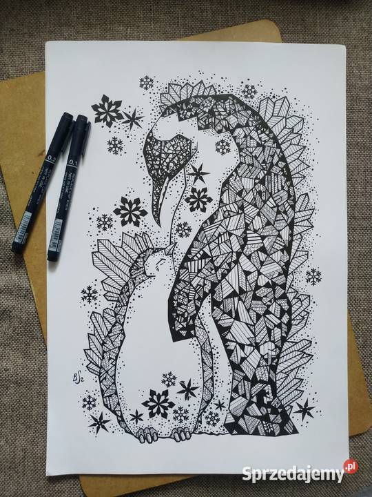 Rysunek pingwiny cienk blok t A3 250 gm2 Warszawa