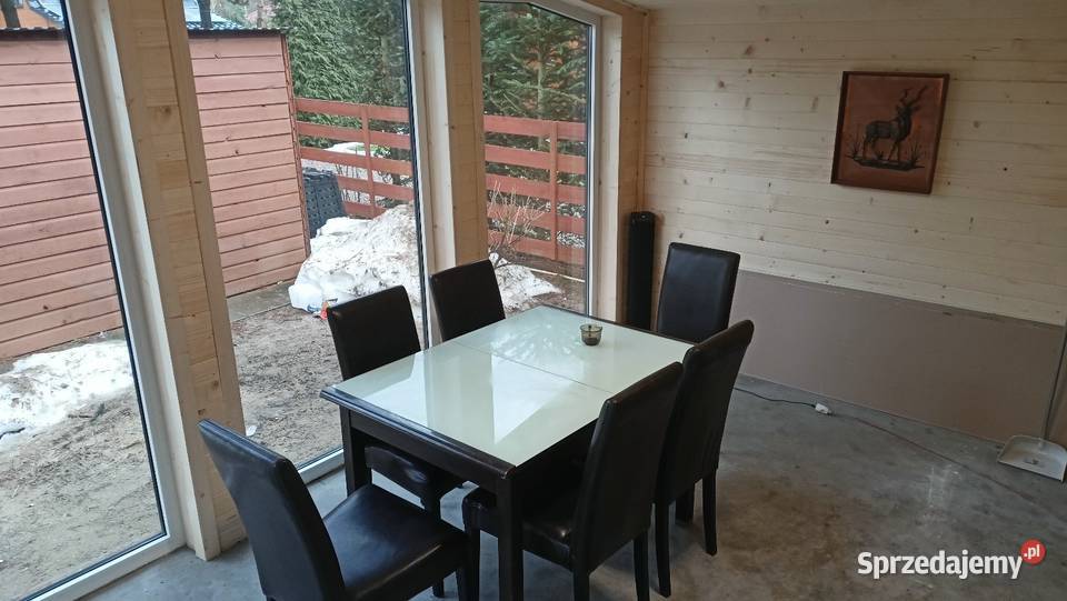 Stół Apple szklany blad wenge 6 krzeseł