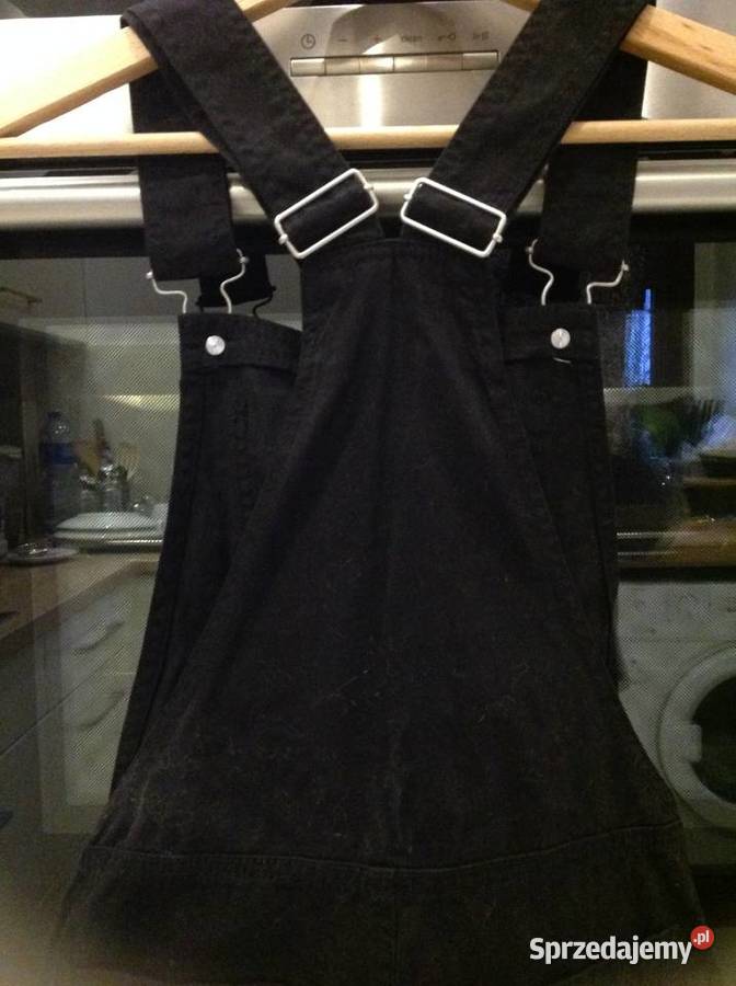 Spodnie Ogrodniczki Czarne Jeans Damskie Krótkie Nowa Sól