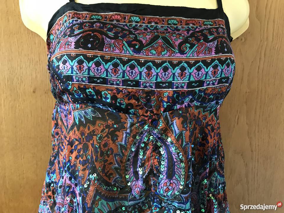 bluzka boho jedwabna na ramiączkach r40 Topy i koszulki Katowice