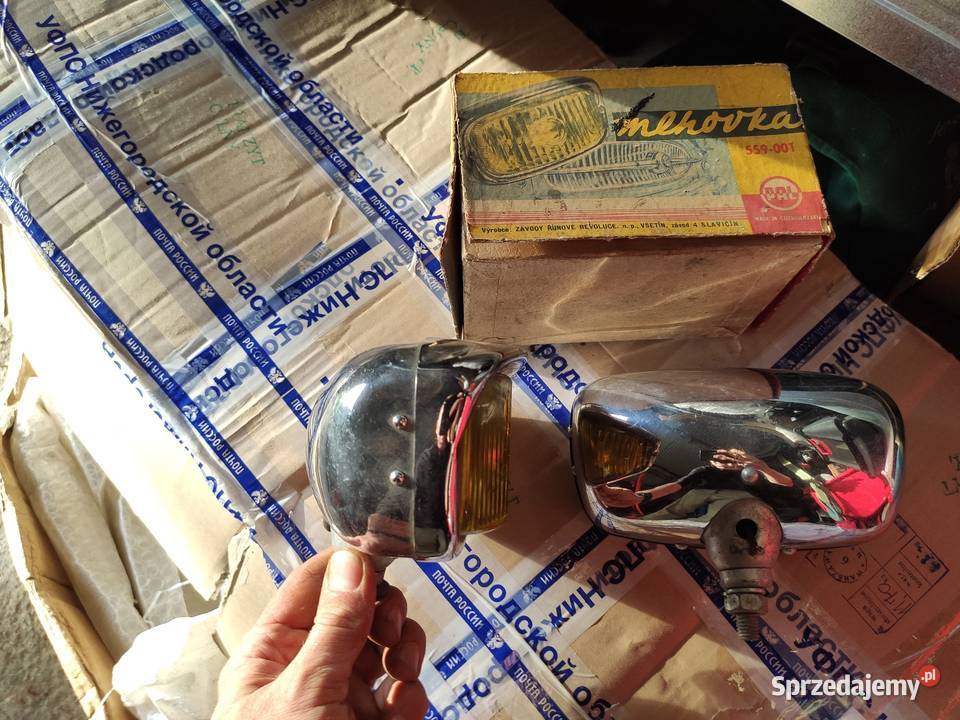 Halogeny żółte chrom retro Pal Czechoslowacja osobowe Oświetlenie Kraków