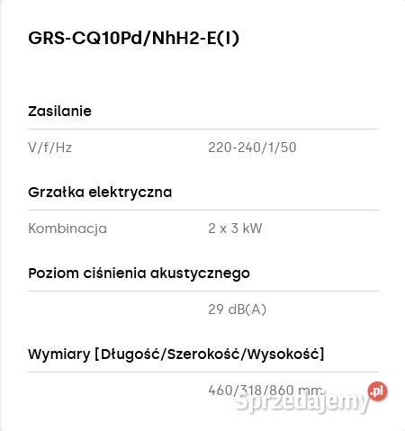 Pompa ciepła Gree Versati Split 10kW Gniezno sprzedam