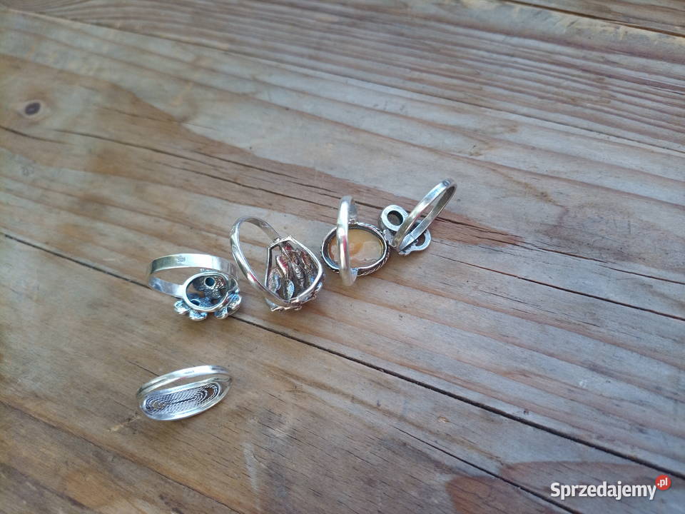 Niezapominajki z turkusem srebrny pierscionek srebrne Nowy Sącz