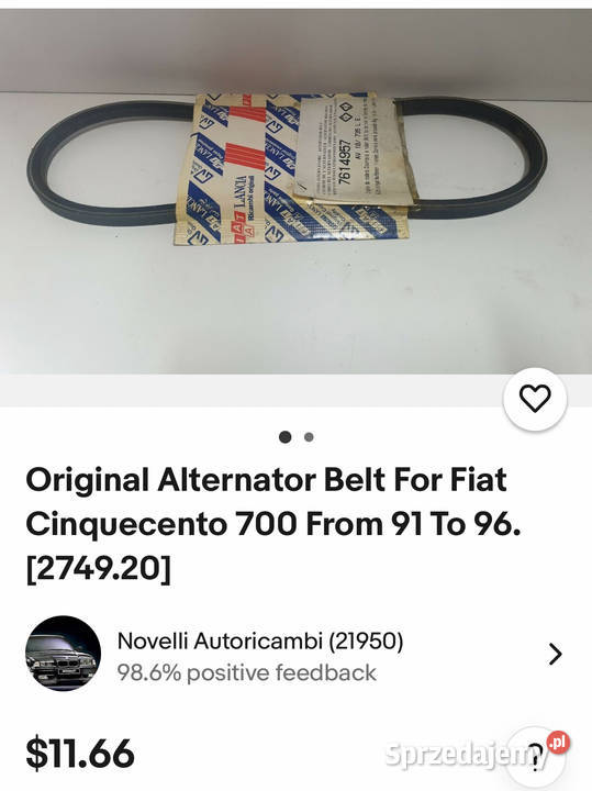 FIAT oryginał pasek alternatora lata 90 Pozostałe Gdańsk