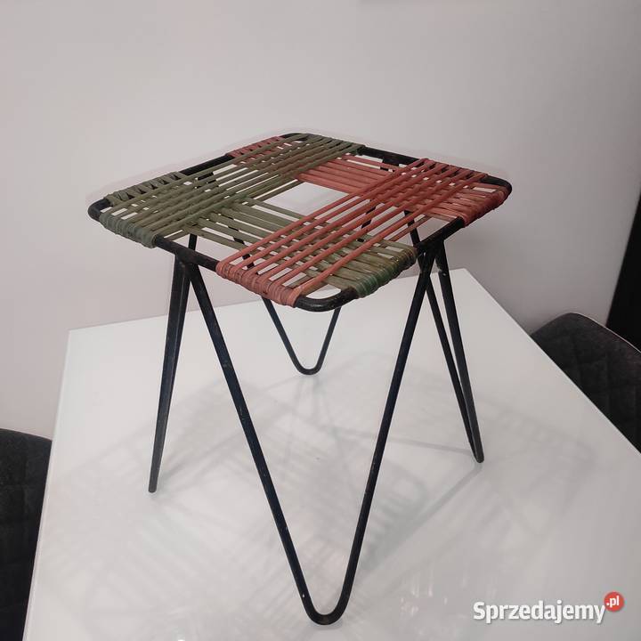 Taboret pleciony proj W Wołkowski lata 60 PRL Legionowo sprzedam