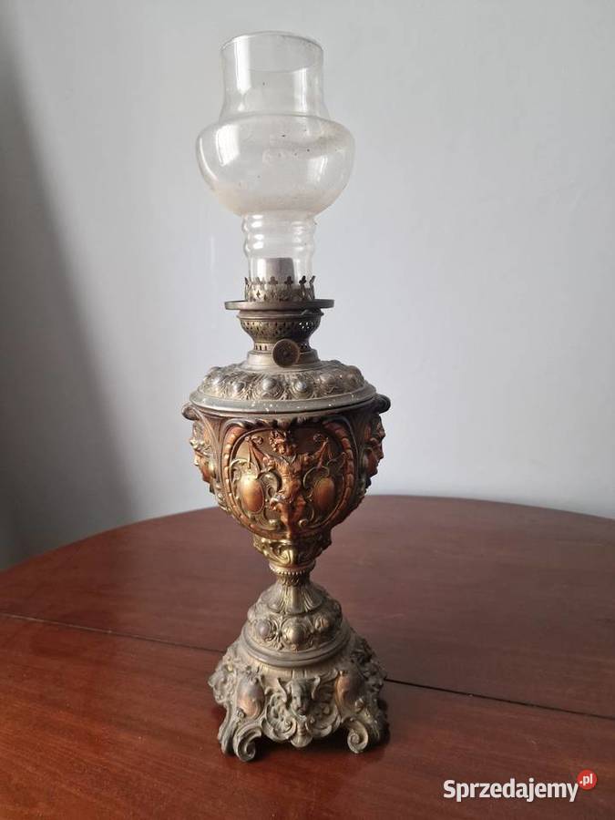 Zabytkowa mosiężna lampa naftowa Skierniewice