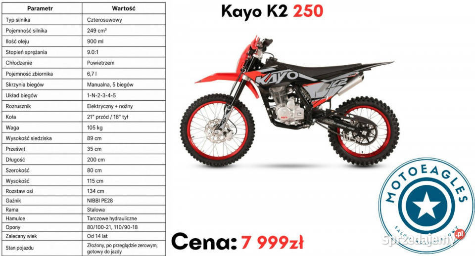 KAYO K2 Cross Kayo K2 250 Transport Raty Fvat Stare Miasto