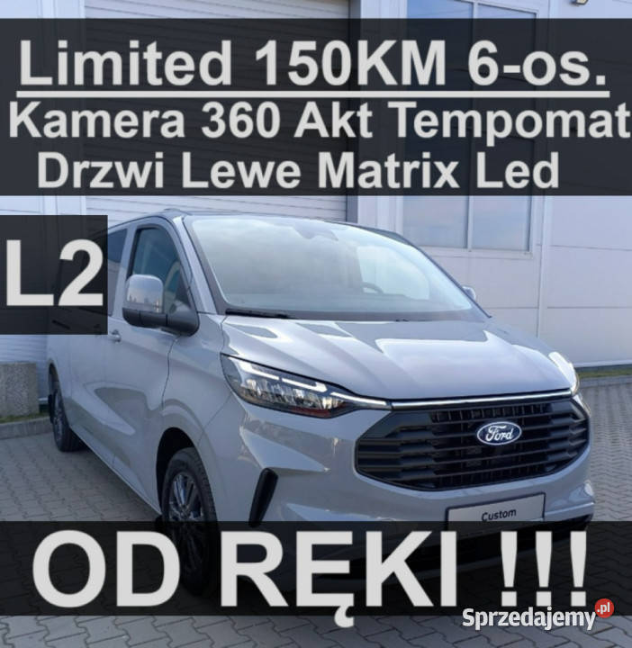Ford Transit Custom 150 Limited 6os L2 Kamera furgon Szczecinek